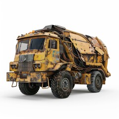 an outer space garbage truck isolated on white background