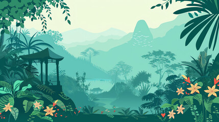 Mountain Background in Cartoon Style