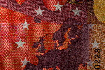 EURO money banknotes, detail photo of EUR