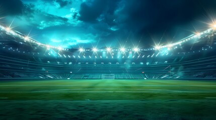 a large and empty sports stadium at night