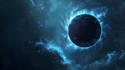 A blue-light black hole swirls around it