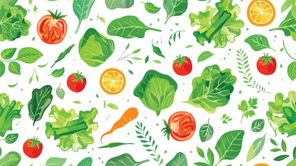 Seamless pattern with green plants tasty vegetables a
