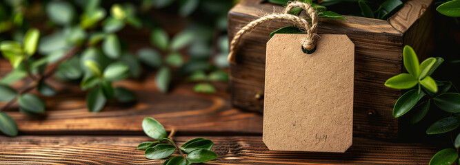 Mockup for gift bag tag for Etsy, clean, cool tone white
