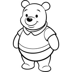 Monochrome cartoon depiction of Winnie the Pooh with hands in pockets