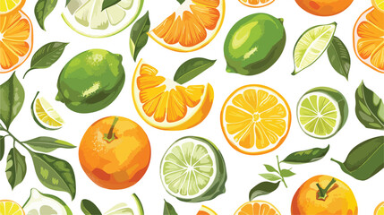 Seamless pattern with mix of colorful citrus fruits o