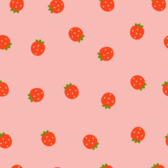 Simple cute seamless pattern with strawberries. Vector graphics.