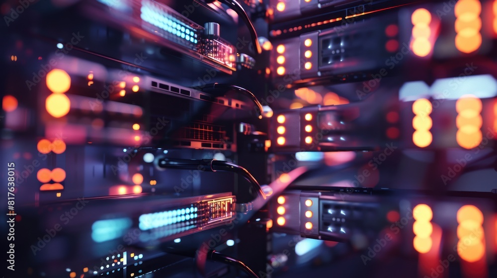 Poster server room, data,.concept of big data storage and cloud computing technology.