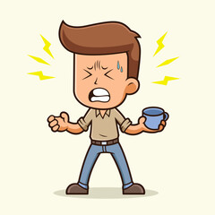 cartoon vector of raging man with headache