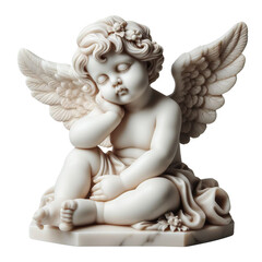 Cherubs Marble Statue Isolated on Transparent or White Background (PNG)
