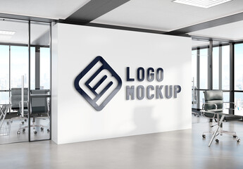 Logo Mockup On Open Space Office Wall