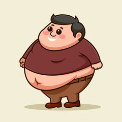 cute cartoons fat man unhealthy lifestyle