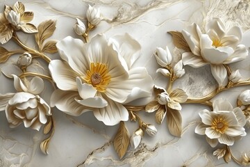 3D wallpaper for home interior classic decorations background Flowers Classic, 3D wallpaper for home interior, Ai generated © Tanu