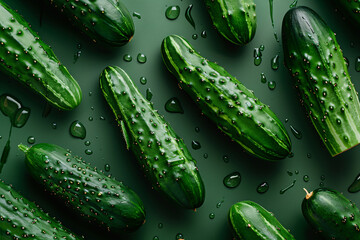 cucumbers on the green background