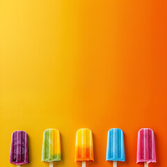 tasty popsicles over colorful background