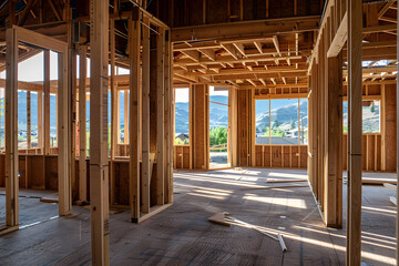 New house construction interior framing