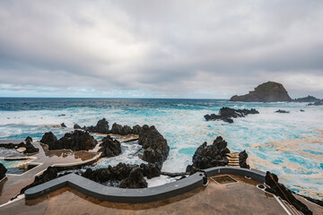 Porto Moniz, village with nature pool at Madeira island, Portugal