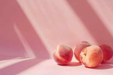 peaches on the pink background