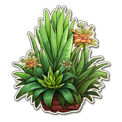 Obraz premium a sticker of a decorative plants isolated on white