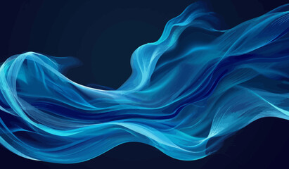 an abstract blue wave on a black background