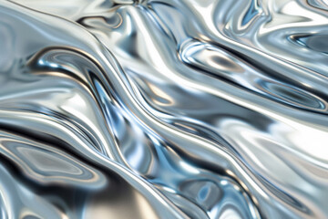 Abstract, fluid metallic texture resembling liquid silver, minimalistic background design 