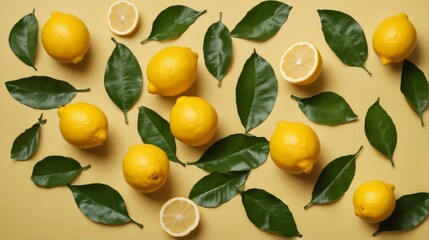 Lemons on a yellow background