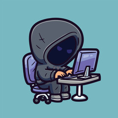 Vector Illustration of Cartoon Hacker