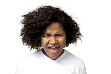 PNG,Upset young African American woman, isolated on white background