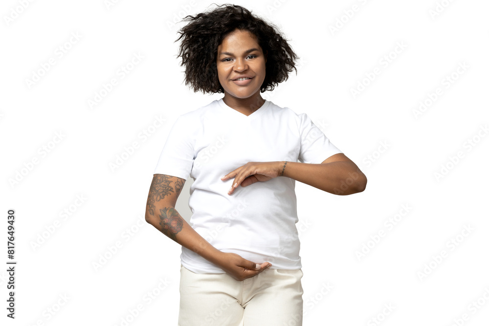 Wall mural PNG, Young African American woman, isolated on white background