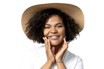 PNG,Girl in a beach hat, isolated on white background