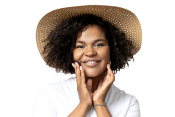 PNG,Girl in a beach hat, isolated on white background