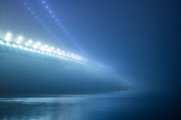 The eerie glow of the Verrazano Bridge on a hazy night in NYC