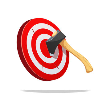 Throw Axe in wood target vector isolated on white background
