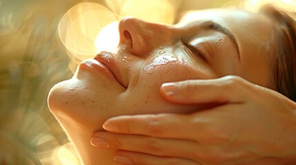 Naklejka premium Capture the essence of relaxation with a low-angle view of a serene Massage Therapy session Showcase warm