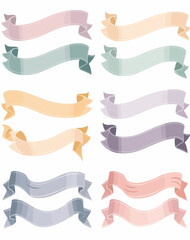 a set of six ribbons with different colors