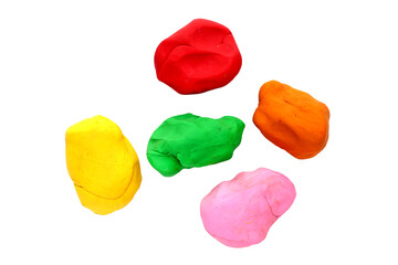 Colorful plasticine clay on white background.