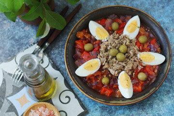 A traditional dish of Tunisian cuisine - Mechouia salad	