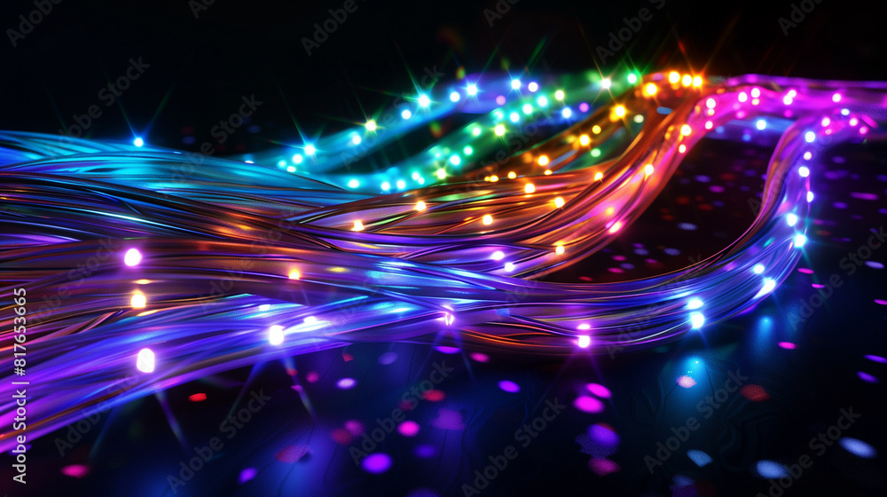Aufkleber a colorful line of light is shown in the image. the light is bright and colorful, and it is moving i