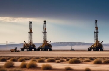 Desert Oil Rig Oil Rigs,Blue Sky,Desert Oil Birth