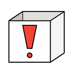 box exclamation mark/ warning sign icon vector illustration