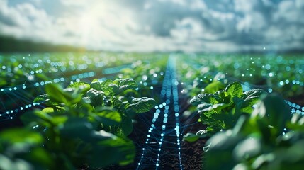 watering plants with smart farming technology