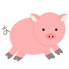 A cute pink cartoon piggy bank illustration with coins