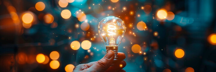 The teacher guides the student's hand, a glowing light bulb symbolizing a spark of understanding.