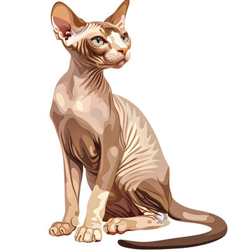 recommend clip art: Clipart illustration of sphynx cat breeds on a white background. Suitable for crafting and digital design projects.[A-0003]