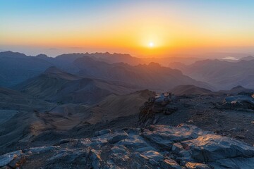 Golden Sunrise Over Desert Mountains