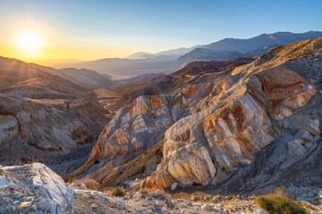 Golden Sunrise Over Desert Mountains