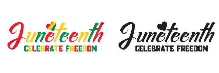 Juneteenth freedom day, hand-written text, typography, hand lettering, calligraphy. Hand writing of word Juneteenth, june 19,  isolated on white background. Vector illustration. EPS 10