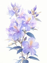 Fototapeta premium Daphne flower, drawn with watercolor paints, bright colors, rough 2D animation, children's book illustration, isolated on white background