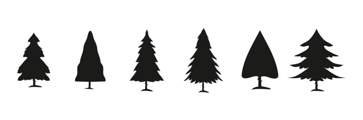 christmas tree silhouette. set of christmas tree silhouettes on a white background. christmas tree silhouette png.