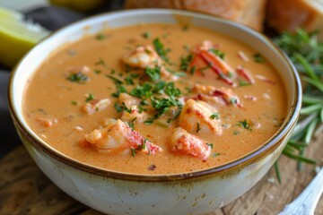 A delicious homemade lobster bisque