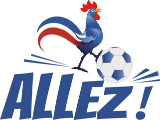 Coq tricolore bleu blanc rouge, mascotte sportive de l'équipe de France © CURIOS